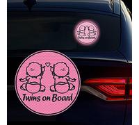 Pegatinas de gemelos a bordo para coches, Nouiroy Baby in Car Love Twin Heart Strong Reflective Baby Precaución Calcomanías y calcomanías de 7.2 x 7.2 pulgadas, para ventana de coche, señal de