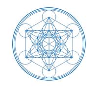 Pegatinas de grabado Cubo de Metatrón geométrico Alquimia Línea Círculo Mandala 54x54.1cm Fácil instalación Azul