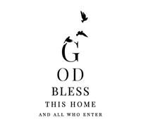 Pegatinas de grabado Dios bendiga esta casa Cita Frase casera 54x90.2cm Decoración artística Negro