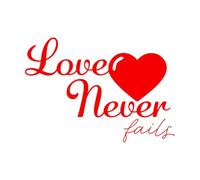Pegatinas de grabado Diseño de versículos bíblicos El amor nunca falla 32x45.7cm Removible sin dejar pegamento Rojo