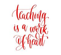 Pegatinas de grabado La enseñanza es un trabajo de corazón, letras a mano. 41x50.9cm Removible sin dejar pegamento Rojo