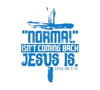 Pegatinas de grabado La normalidad no regresa Jesús es la Biblia 34x44.1cm Personalización personalizada Azul