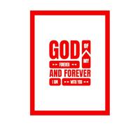 Pegatinas de grabado Mi Dios está contigo siempre y para siempre citas inspiradoras versículos bíblicos cristianos 49.4x65cm Varios tamaños Rojo