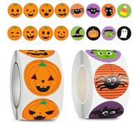 Pegatinas de Halloween 1000 PCS Stickers de Terror Halloween, Pegatinas Niños Recompensa, Stickers Infantiles Rollo para Fiesta, Regalos (B)