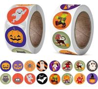 Pegatinas de Halloween 1000 Piezas Pegatinas Autoadhesivas de Halloween, Pegatina de regalo o truco Halloween Roll Pegatinas con 16 patrones para decoraciones y fiestas de Halloween(2 Rollos)