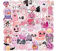 Pegatinas De Halloween, 50 Piezas Kawaii Rosa Calavera Fantasma De Halloween Pegatinas De Calabaza Pegatinas De Fiesta De Halloween Decoraciones Para Álbum De Recortes, Monopatín, Guitarra, Cuaderno