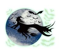 Pegatinas De Halloween Para Ventanas | Póster de Bruja | Pegatinas De Silueta De Murciélagos Y Luna Para Cafetería Sala Dormitorio Interiores