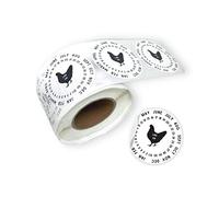 Pegatinas de huevos con fecha | Rollo de 350 piezas | Pegatinas redondas de 2 pulgadas | Pegatinas frescas de granja | Pegatinas de cartón de huevos | Diseño de pollo negro