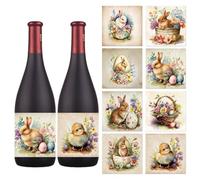 Pegatinas De Huevos De Pascua: Pegatinas Autoadhesivas Para Manualidades, Etiquetas Para Botellas Con Patrón De Conejito, Pegatina Decorativas Para | Coloridos De Álbumes De Recortes