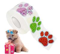 Pegatinas de impresión de patas | Rollo de pegatinas impresas de patas de cachorro lindas, 500 pegatinas - Etiqueta autoadhesiva de animal autoadhesiva, sello de sobre, huellas de patas de colores po