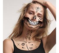 pegatinas de la cicatriz del tatuaje de Halloween, Halloween cara tatuaje cara pegatinas para Mujeres Hombres Mascarada Cosplay Partido Maquillaje Props (4 hojas)