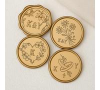 Pegatinas de lacre autoadhesivas personalizadas con nombre, inicial, logotipo o tu propio diseño - Sello de cera para boda, invitaciones, sobres y regalos - Multicolor opcional