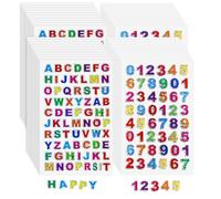 Pegatinas de letras con purpurina, 40 hojas autoadhesivas con purpurina, letras y números, calcomanías coloridas del alfabeto para álbumes de recortes