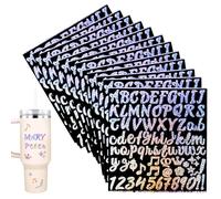 Pegatinas de Letras Con Purpurina para Stanley Cup - 12 Hojas Autoadhesivas Con Nombre para Botellas de Agua - Elegantes Letras Cursivas