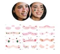 Pegatinas de maquillaje para la cara, pegatinas de maquillaje para la cara - Lindas pegatinas de caras navideñas 12X | Accesorios de accesorios de arte para recuerdos de vacaciones, corazón de amor, a