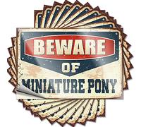 Pegatinas de mecánico con texto en inglés "Beware of Miniature Pony Funny Sticker 10 Pcs Car Stickers for Men Car Decals" (12 x 18 cm)