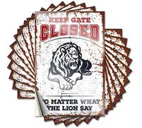 Pegatinas de mecánico con texto en inglés "Keep Gate Closed No Matter What The Lion Say Funny Sticker 10 Pcs Car Sticker Black and White Stickers" (6 x 9 cm)