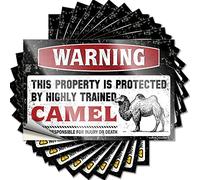 Pegatinas de mecánico con texto en inglés "Warning This Property is Protected by A Highly Trained Camel", 10 calcomanías divertidas para herramientas Funk Around and Find Out (6 x 9 cm)