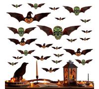 Pegatinas De Murciélago,24 Unidades Adhesivos de Pared 3D con Luz | Decoración para Dormitorio Aula Escuela Fiestas Cumpleaños | Fiestas Cumpleaños Halloween Vacaciones