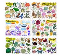 Pegatinas de Naturaleza - Flores, Hongos, Hojas, Plantas, Insectos y Bichos, Favoritos y Decoraciones de Fiesta de Naturaleza - Nature Stickers