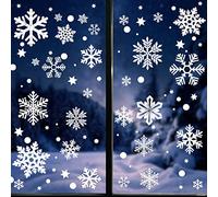 Pegatinas de Navidad 9 Hojas Pegatinas de Ventana Copos de Nieve Grandes Pegatina Decorativa de Escaparate Cafetería Cristal Restaurante Tienda para Fiesta de Navidad