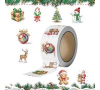 Pegatinas de Navidad a granel, 500 piezas de hojas adhesivas de dibujos | Rollo de calcomanías de Navidad para adultos, niños, estudiantes, papelería, álbumes de recortes, tarjetas de invitación