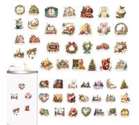 Pegatinas de Navidad para libros de recortes, 100 unidades, pegatinas de equipaje, pegatinas de Navidad para casa de alce, pegatinas decorativas para lecciones, portátiles, niñas, adultos, teléfono