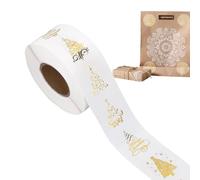 Pegatinas de Navidad para tarjetas, hoja de árbol transparente, rollo de calcomanías adhesivas de lámina dorada transparente de 2,5 cm, para niños, estudiantes, amigos, familia, madre, padre, diario