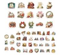 Pegatinas De Navidad - Pegatinas De Navidad Para Niños | 100 Piezas Calcomanías De Equipaje De Vacaciones | Con La Casa De Elk, Snowman Designs | Para Calcetines, Teléfonos, Botellas De A