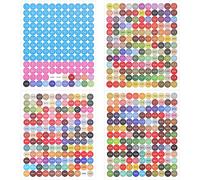 Pegatinas de números de 4 hojas, números adhesivos redondos, números de color, pegatinas de números Dmc 447, etiquetas multicolores, pegatinas numéricas para etiquetas de clasificación para cuadros de