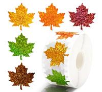 Pegatinas de Otoño, 500 PCS Calcomanías de Hojas de arce Otoñales, Hojas de arce Brillantes Decoración, Rollo de Pegatinas de Otoño para Niños, para Otoño, Acción de Gracias, Tarjetas de Fiesta