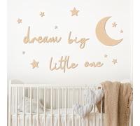 Pegatinas de Pared,15 Piezas Dream Big Little One Nursery Decor Wall,Letras de Madera para Decoración de pared,Decoración de Pared con Estrellas y Lunas,para Dormitoriosala de Juegos,Sala de Estar