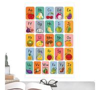 Pegatinas de pared ABC - Tamaño 30 x 45 cm, gráficos con letras con motivos de frutas y verduras de PVC, calcomanía para la educación de la infancia | Póster de hardware para recursos de