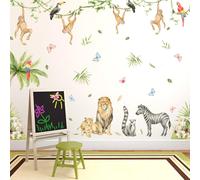 Pegatinas de Pared Animales de la Jungla, 2PC Mono Safari Adhesivos Pared Decorativos, Vinilo Pared Infantil Animales Selva Jirafa Tiger Vinilos Pared Habitación Niño Bebés Dormitorio Guardería