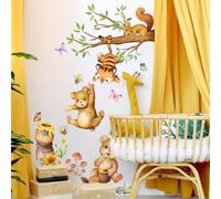 Pegatinas de Pared Animales Diseño de Adorables Animales Bosque Osito Tigre Ardilla Pegatinas para paredes Decoración para Habitaciones de Bebés y Niños Guarderías y Murales Artísticos