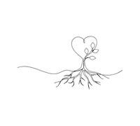 Pegatinas de pared Arte lineal de árbol en forma de corazón, raíces, naturaleza, crecimiento, amor, minimalista, dibujo de una sola línea, planta, vida 34x66.8cm Decoración de carrocerías Negro