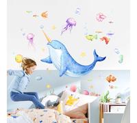 Pegatinas de Pared Bajo el mar, Vinilos Decorativos Pared Ballenas Medusas Concha, Adesivos Paredes Decoración para Habitación Infantil Dormitorio ludoteca
