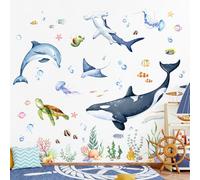 Pegatinas de Pared Ballenas bajo el mar, Vinilos Decorativos Pared Tortugas Marinas Delfines Medusas, Adesivos Paredes Decoración para Habitación Infantil Dormitorio ludoteca