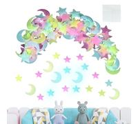 Pegatinas De Pared Brillantes: Calcomanías De Luna Y Estrellas Para Techo Y Paredes, Conjunto Adhesivo Extraíble De 100 | Simple Setup Brillo En La Habitación Oscura Decoración Para Dormitorio De Niño