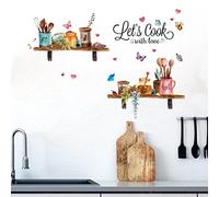 Pegatinas de Pared Cocina,3D Vinilos de cocina con Decorativos Frases Letras,Vajilla de cocina,Mariposa para Pared Comedor Restaurante Tienda Decor