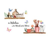 Pegatinas de Pared Cocina Proverbio Vinilos Decorativos Utensilios de Cocina Mariposa Adhesivos Pared Cocina Comedor Refrigerador