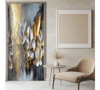 Pegatinas de Pared Collage de flores doradas 90x200 cm Oro gris Adhesivo Vinilos Puerta Pegatina Pared Murales para Cocina Sala de Baño Habitación Decorativos