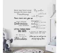 Pegatinas de pared con cita inspiradora, Never Stop Learning, Stay Positive, Be Brave, calcomanías de pared motivacionales de PVC para oficina, sala de estar, hogar, arte de pared autoadhesivo