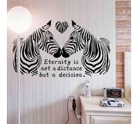 Pegatinas de pared con diseño de cebra de amor, pareja de cebra a rayas blancas y negras con corazón y cita inspiradora Eternity is not a Distance but a Decision para dormitorio, sala de estar