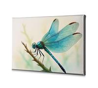 Pegatinas de pared con diseño de libélula azul en una rama, lienzo decorativo, decoración cristiana de Pascua, decoración rústica para el hogar (20 x 30 cm)