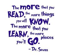 Pegatinas de pared con frase "Lee libros" para habitaciones de niños. Cuanto más leas, más sabrás. Vinilos decorativos para pared. Decoración para aulas.-XL-92x92cm-Dark Blue