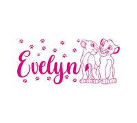 Pegatinas de pared con nombre personalizado Simba Nala El Rey León, calcomanías personalizadas, plantilla de dibujos animados, decoración artística para dormitorio infantil 78x171cm-Rose Red