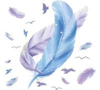Pegatinas de pared con plumas, diseño de pájaros, pegatinas para habitación de los niños, pegatina de pared azul para habitación de bebé, habitación de niña, salón, dormitorio, decoración, adhesivo de