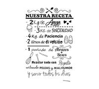Pegatinas de pared con recetas españolas Nuestra Receta, vinilo decorativo para pared, decoración de cocina, restaurante, extraíble, para pared, ventana, tamaño pequeño, 37x57 cm