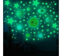 Pegatinas de pared con sistema solar que brillan en la oscuridad, 110 unidades, diseño de nave espacial y estrellas que brillan en el techo, el mejor regalo para niños, habitación de guardería,